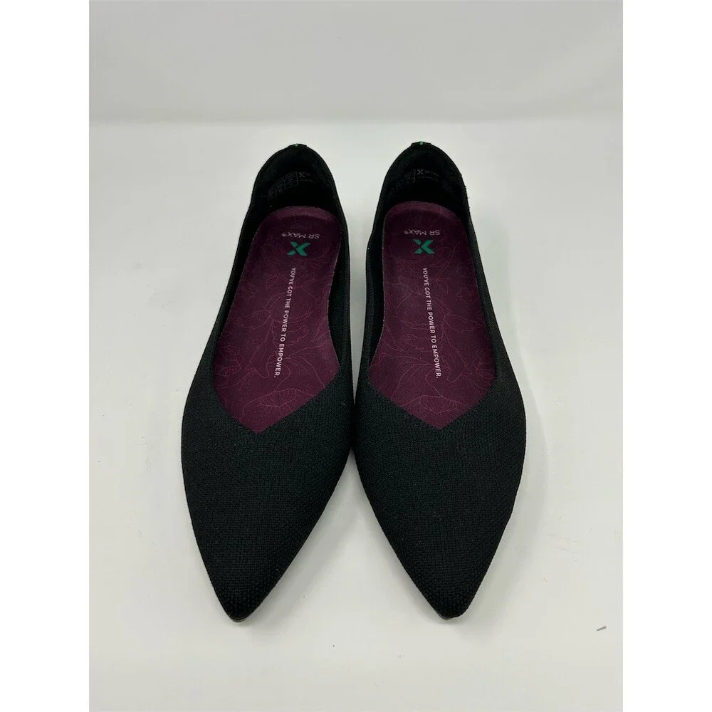 SR Max Albright Women's Slip Resistant Slip-On Flats Black Pointed Toe Size 11